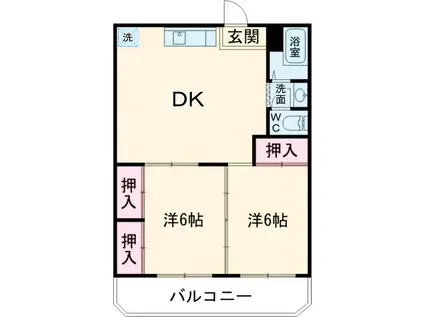 三の丸ブルーハイム(2DK/3階)の間取り写真