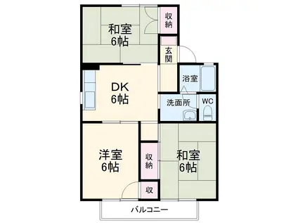 メゾンエスポワール(3DK/2階)の間取り写真