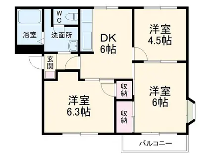 ピュア・ハイツA(3DK/2階)の間取り写真