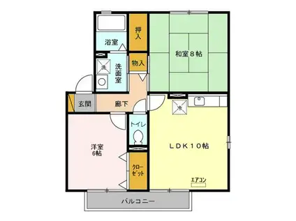 リヴェールB(2LDK/1階)の間取り写真