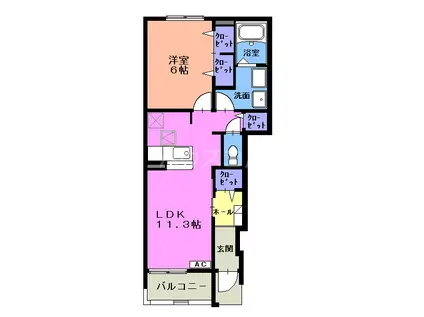 メゾン・ド・アルモニ-(1LDK/1階)の間取り写真