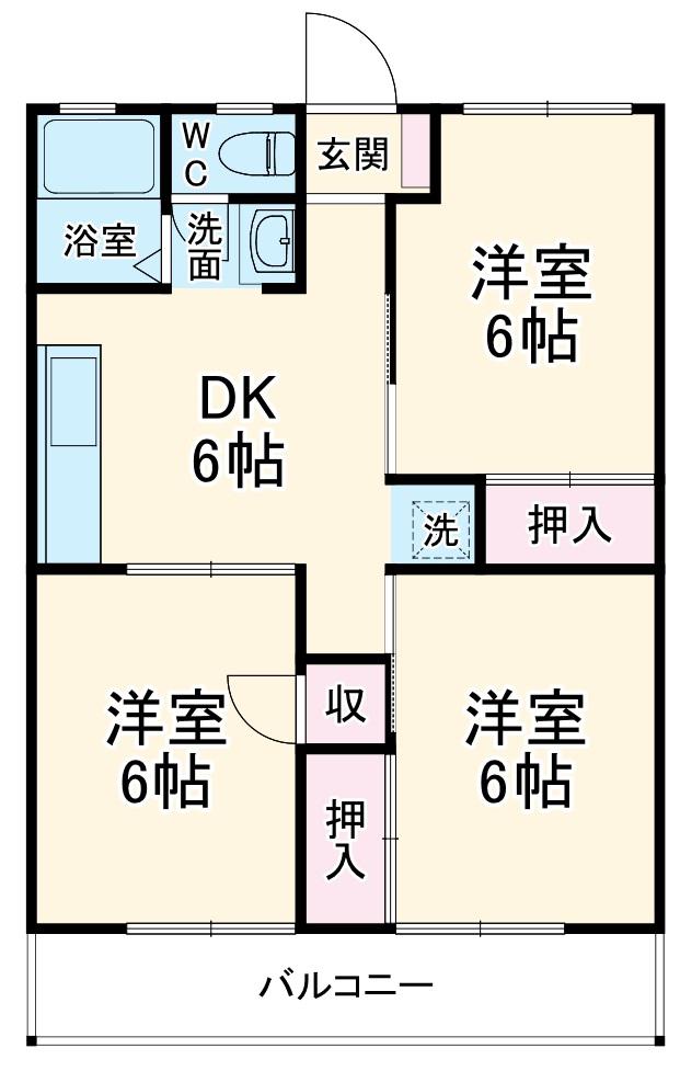 グレースコート2(3DK/2階)の間取り写真