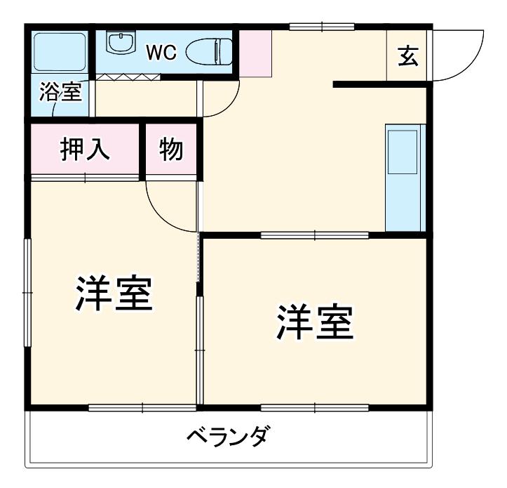 コーポゾンネ(2DK/2階)の間取り写真