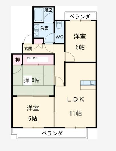 ヒルズ高峯(3LDK/3階)の間取り写真