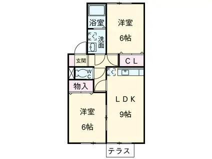 ドミール一社(2DK/1階)の間取り写真