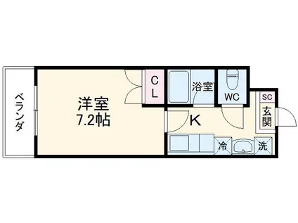 オーパス自由ヶ丘(1K/1階)の間取り写真