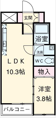 フロリアードもとやま(1LDK/1階)の間取り写真