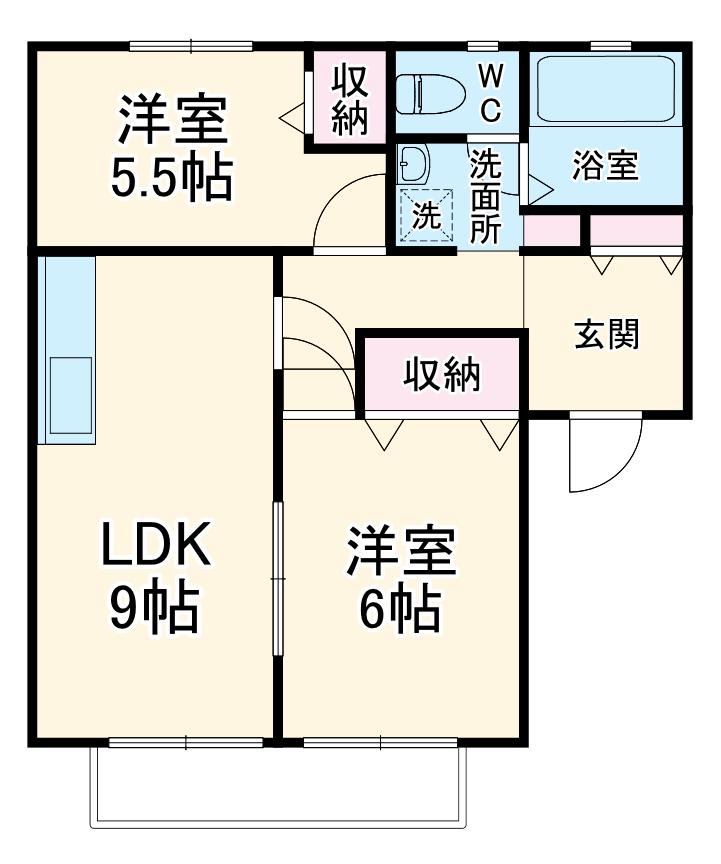 ユニティーハイム(2LDK/2階)の間取り写真