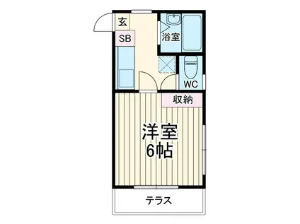 クローバーハイツ(1K/1階)の間取り写真