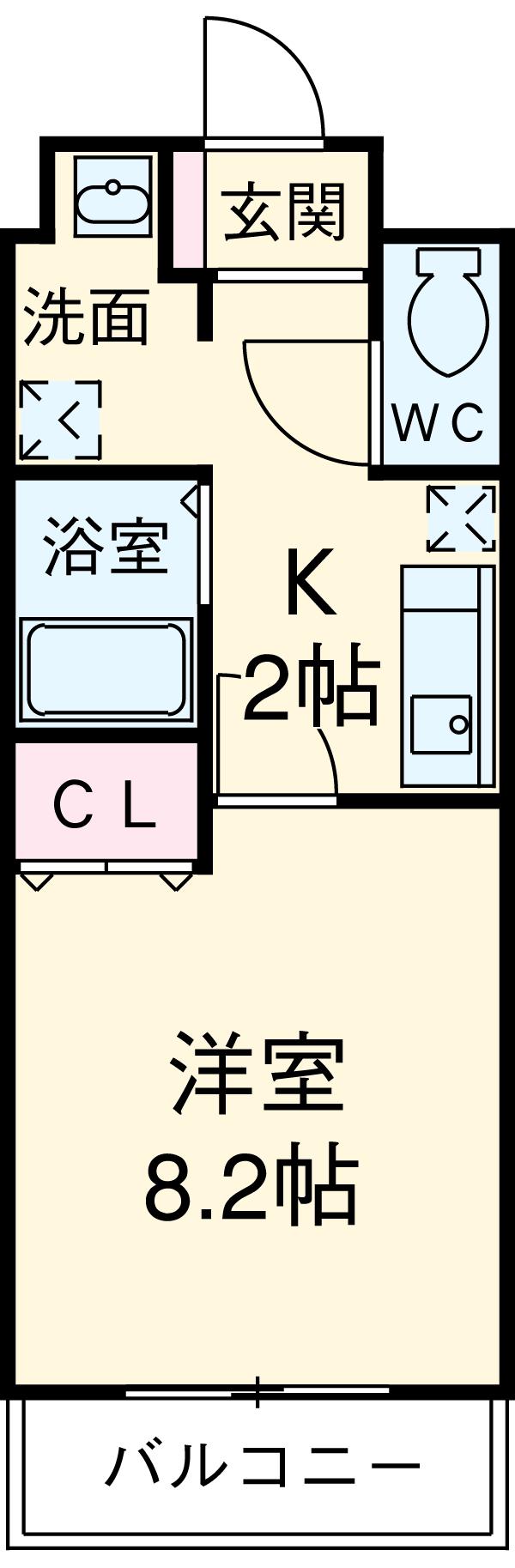 KⅡ-OKASAN B.参番館(1K/5階)の間取り写真