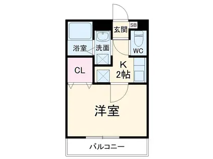 アンプルールリーブルルーアン(1K/1階)の間取り写真