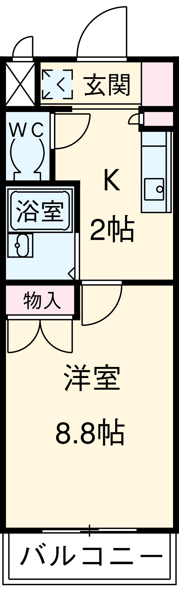 KⅡ-OKASAN B(1K/5階)の間取り写真