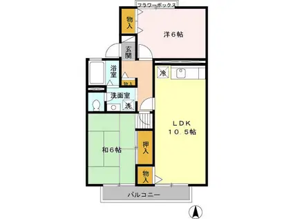 ドミールK B(2LDK/2階)の間取り写真