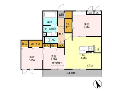 ディー グラード(3LDK/3階)の間取り写真