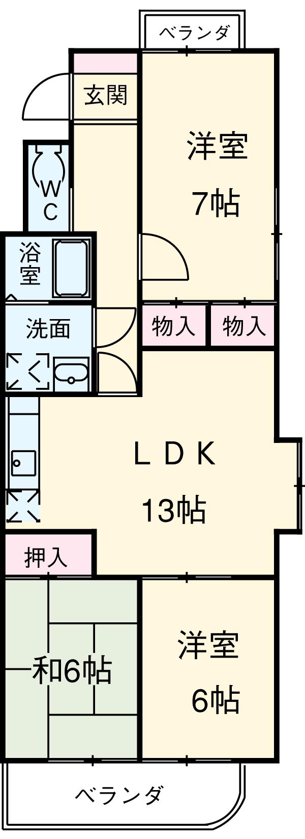 エレガンスマインⅢ(3LDK/3階)の間取り写真