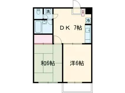 武蔵ハイツⅠ(2DK/1階)の間取り写真