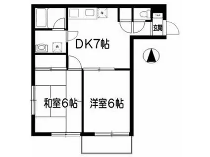 武蔵ハイツⅠ(2DK/2階)の間取り写真