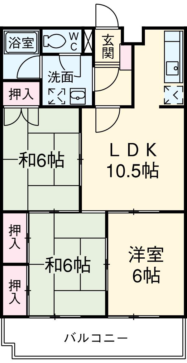 プレシオーサ見附(2LDK/1階)の間取り写真