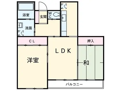 タウン唐山F棟(2LDK/1階)の間取り写真