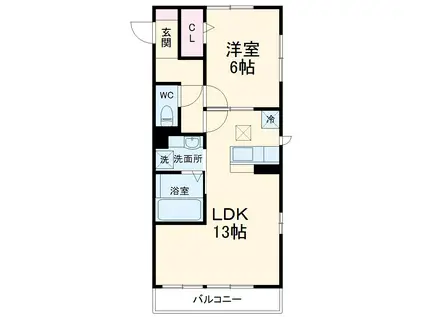 ラフォンテ弐番館(1LDK/1階)の間取り写真