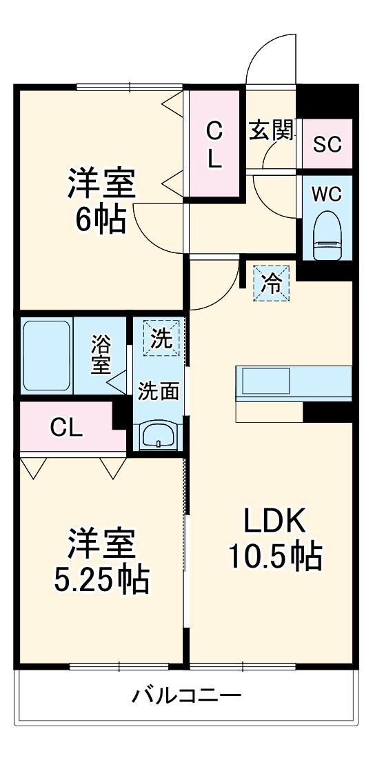 DROOM京命(2LDK/1階)の間取り写真