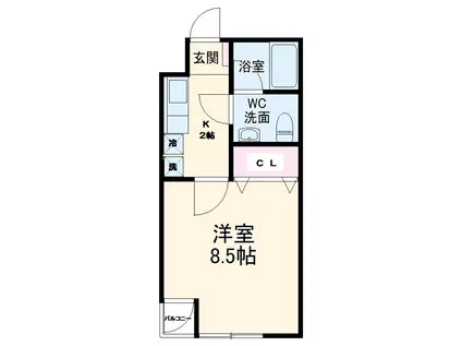 フラット日吉(1K/2階)の間取り写真