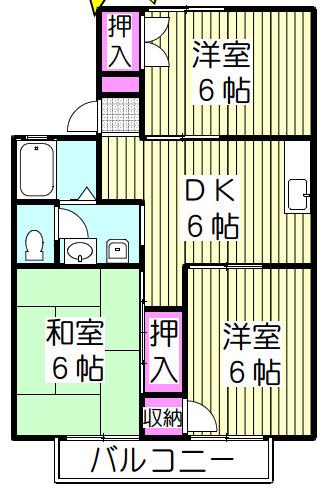 セジュールジュネス(3DK/2階)の間取り写真