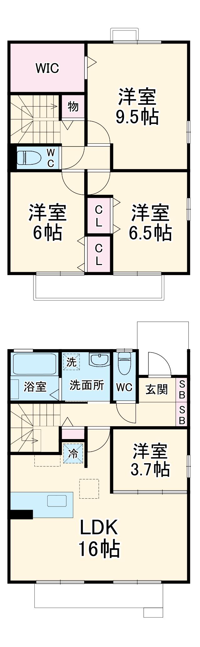 名古屋市東山線 上社駅 徒歩19分 2階建 築18年(3SLDK)の間取り写真