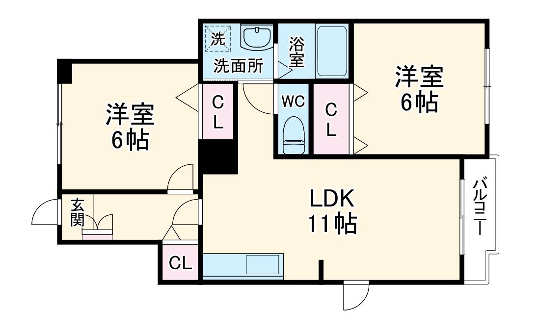 サンフォレスタⅠ(2LDK/1階)の間取り写真
