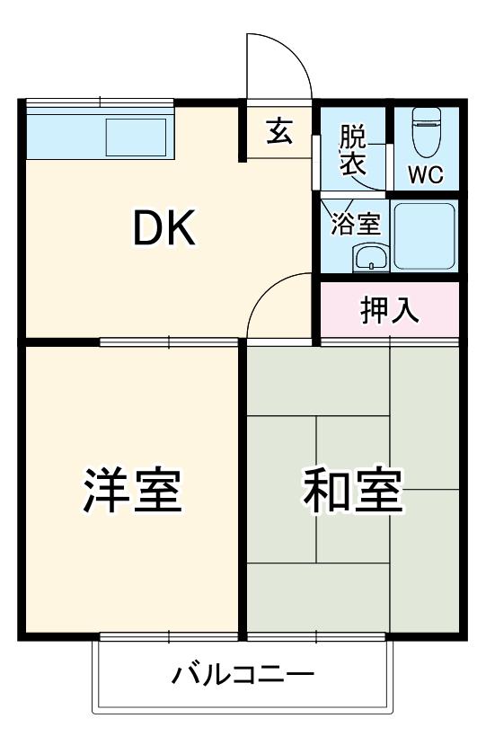 ピュアコート人形(2DK/1階)の間取り写真