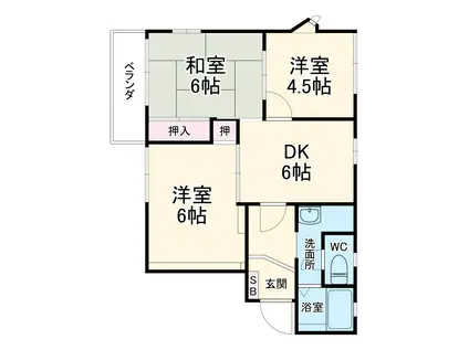 グランドール須賀A棟(3DK/1階)の間取り写真