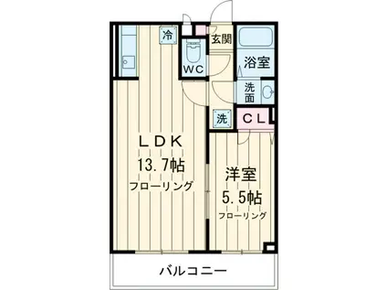 シャルマントミール(1LDK/2階)の間取り写真