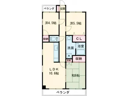 ヴィラ参番館(3LDK/2階)の間取り写真