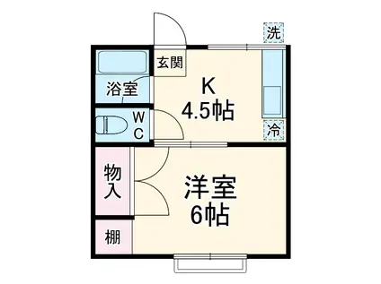 ヘルシーハウス上尾(1K/2階)の間取り写真