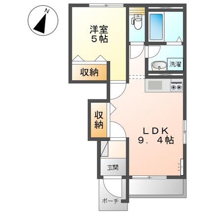 フルール(1LDK/1階)の間取り写真