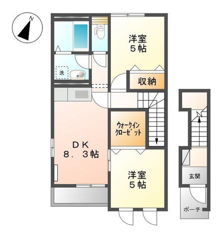 フルール(2DK/2階)の間取り写真