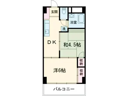 京王電鉄京王線 千歳烏山駅 徒歩3分 5階建 築44年(2DK/3階)の間取り写真