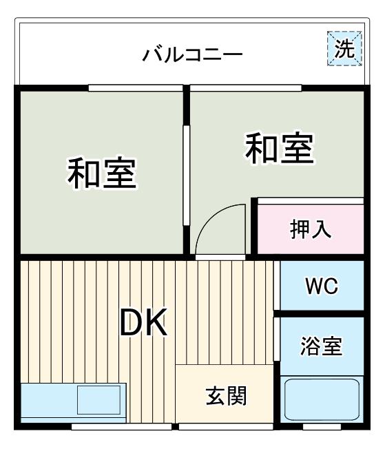 メゾン極楽(2DK/2階)の間取り写真