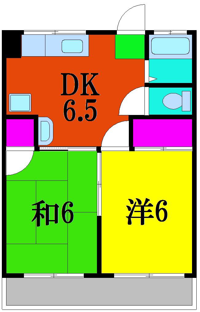 コーポ石原(2DK/3階)の間取り写真