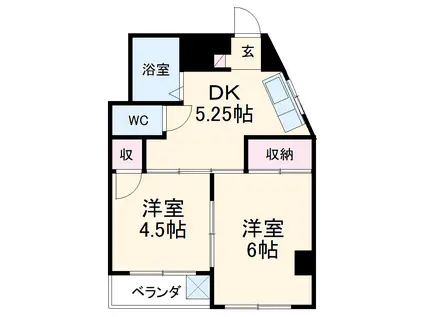 ヴァンベールエモリ(2DK/3階)の間取り写真