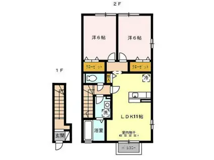 SCHLOSSEFUJIⅥ(2LDK/2階)の間取り写真