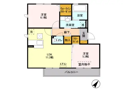 サンライズD(2LDK/1階)の間取り写真