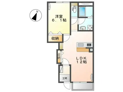 エトワール(1LDK/1階)の間取り写真
