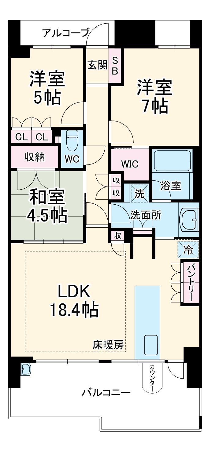 ヴィラス星ヶ丘の森 フォレストヴィラ(3LDK/3階)の間取り写真
