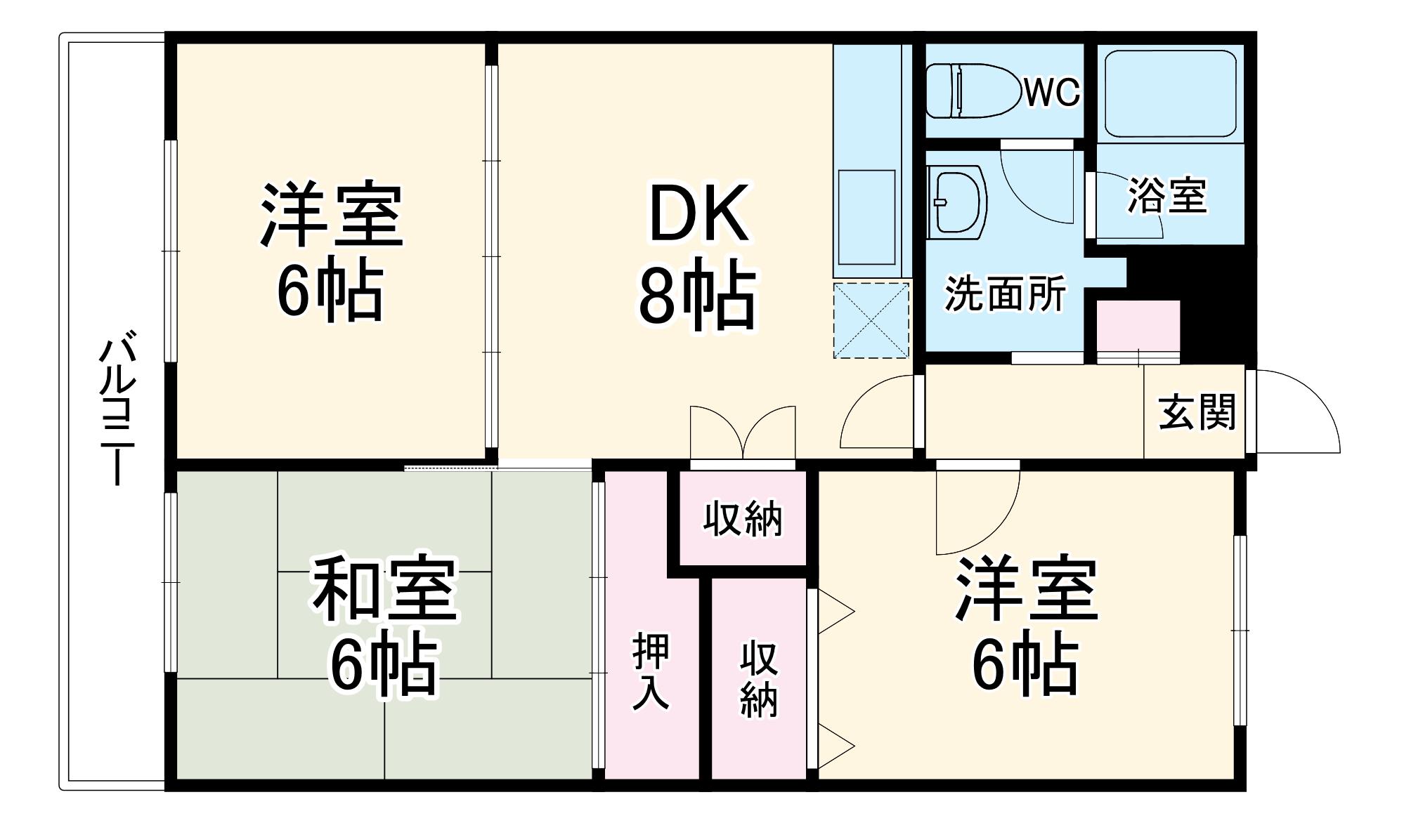 エムロードマンション(3DK/4階)の間取り写真