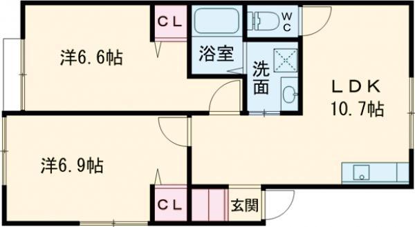 プリメお花茶屋(2LDK/2階)の間取り写真