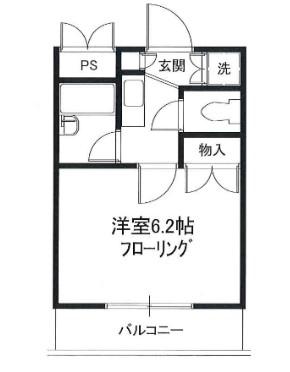 パストラルマンションMⅢ(1K/4階)の間取り写真