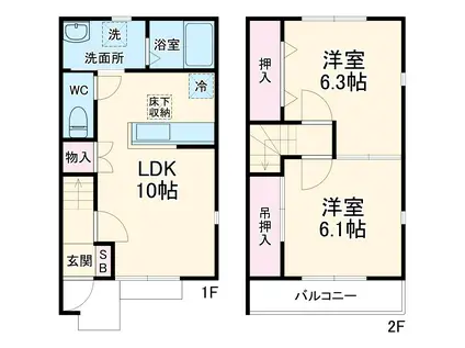 ねこのしっぽＡ(2LDK)の間取り写真