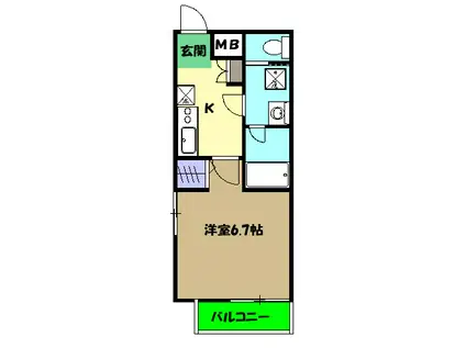 リライア烏山(1K/3階)の間取り写真