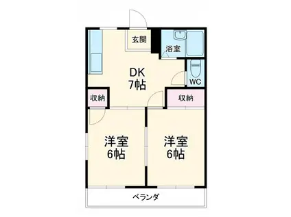 ジュネス大野C棟(2DK/2階)の間取り写真